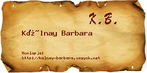 Kálnay Barbara névjegykártya